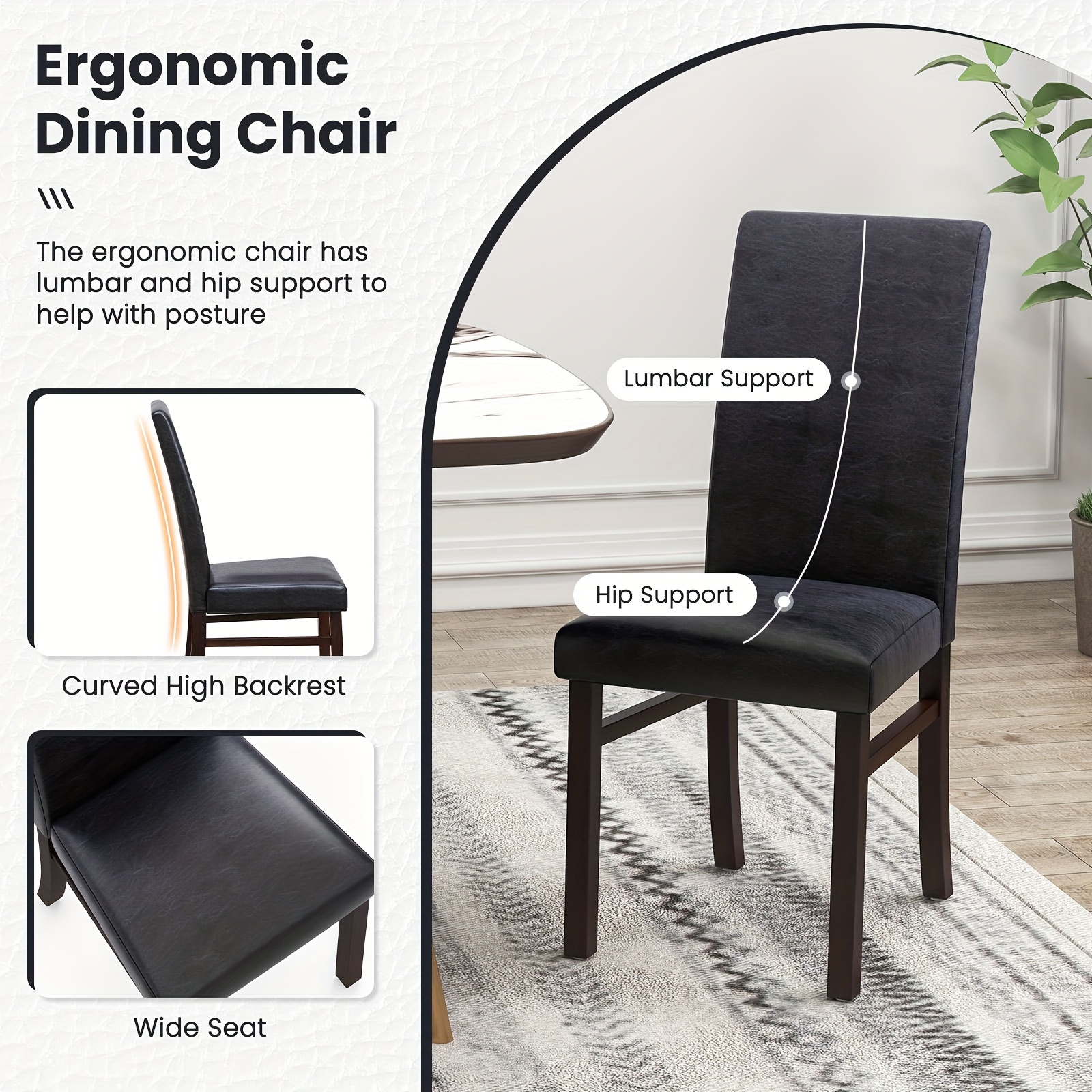 upholstered dining chairs set leather armless Temu