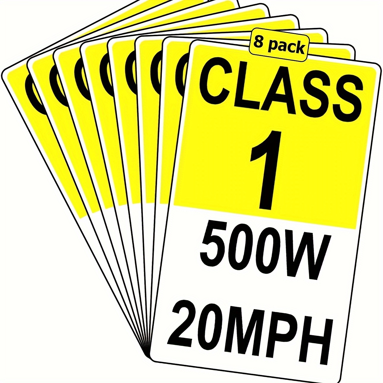 

8pcs Electric Bicycle Frame Identification Class Number Stickers Decals 2x3.5inch E-bike Class Number Signs Mark Weatherproof, Class 1 500w 20mph