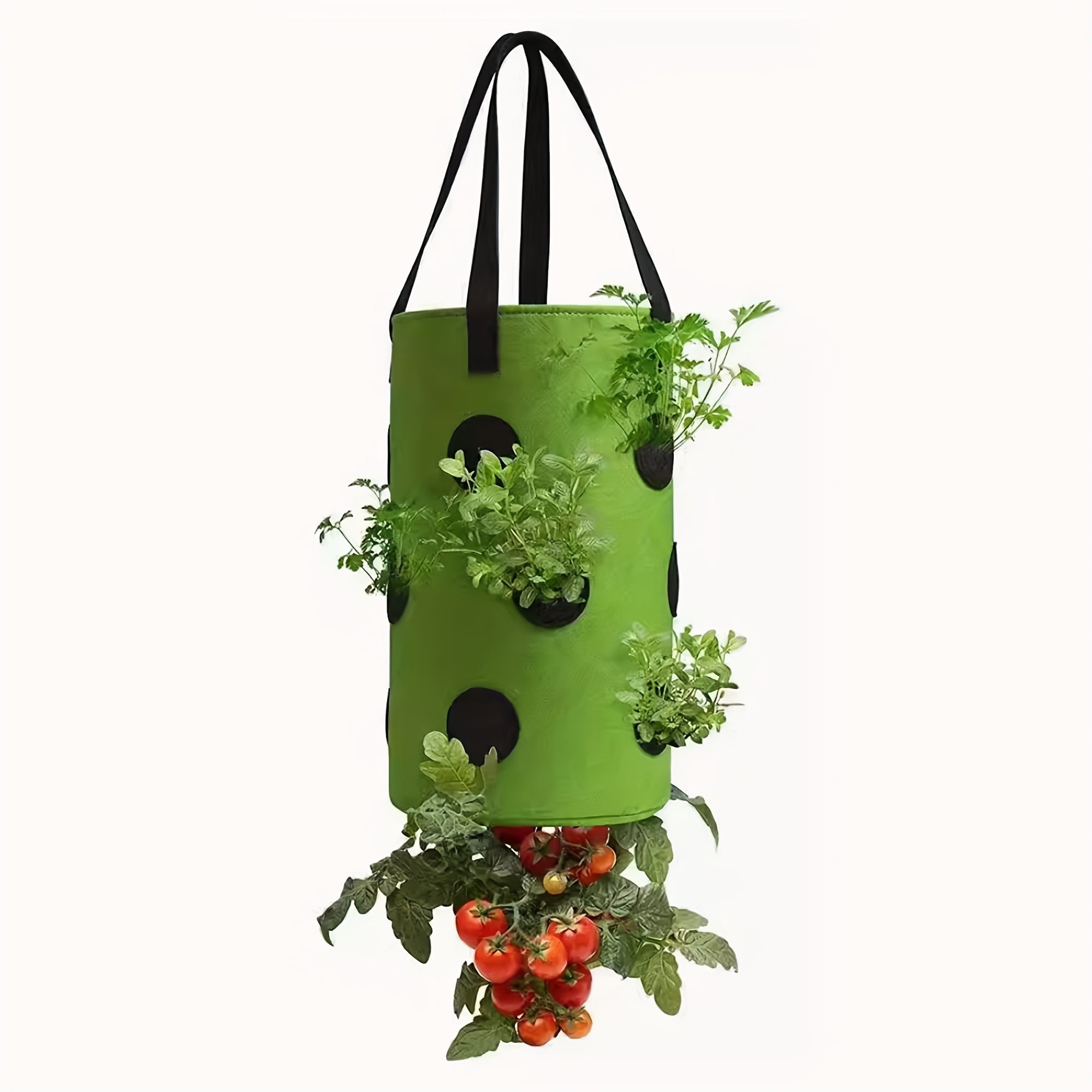 E-shop 1 Stück Runder Pflanzbeutel 3 Gallonen (ca. 9,8 l), 13 Löcher, robuster Aufhängehenkel, dicker atmungsaktiver Filztopf, für Erdbeergemüse,