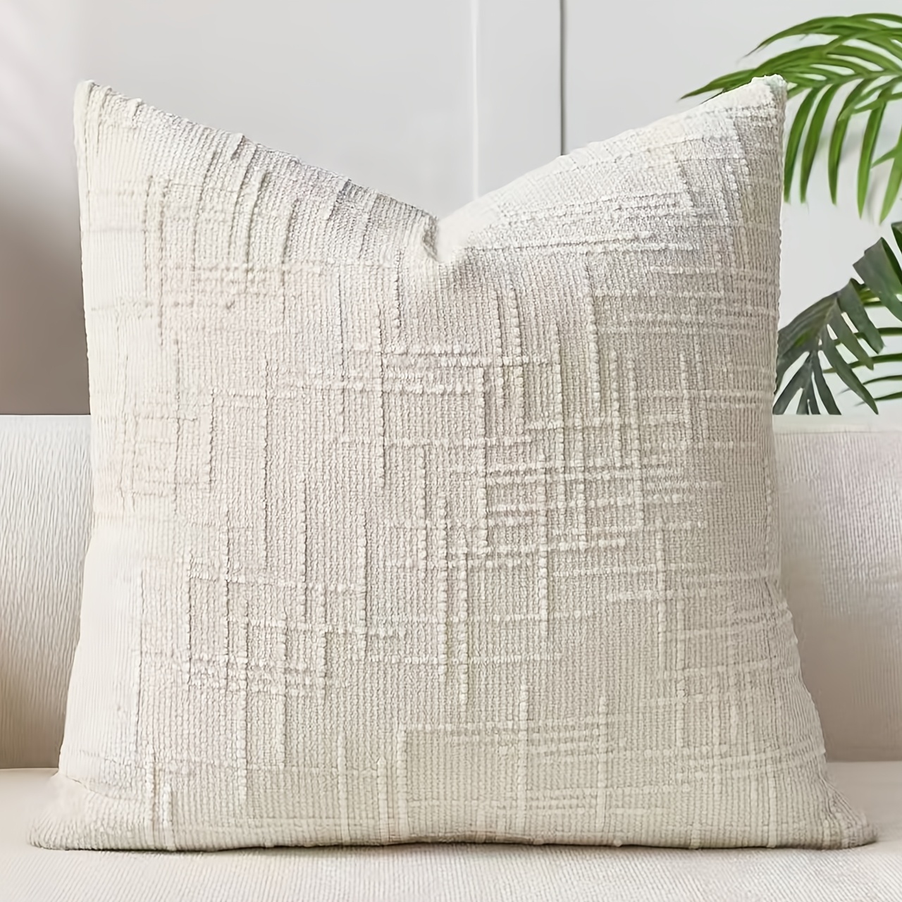 TEMU 1pc Bamboo Section Chenille Pillowcase Cushion Cover Solid Color Pillowcase Suitable For Living Room Bedroom Sofa Without Pillow Insert