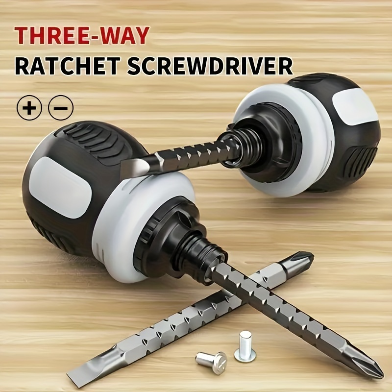 

Multi-bit Manual Ratchet Screwdriver Set - Torx Head, Non-electric, Versatile 3-way Operation With Labor-saving Ergonomic Handle, Internal Hex System, And Variety Of Durable Bits