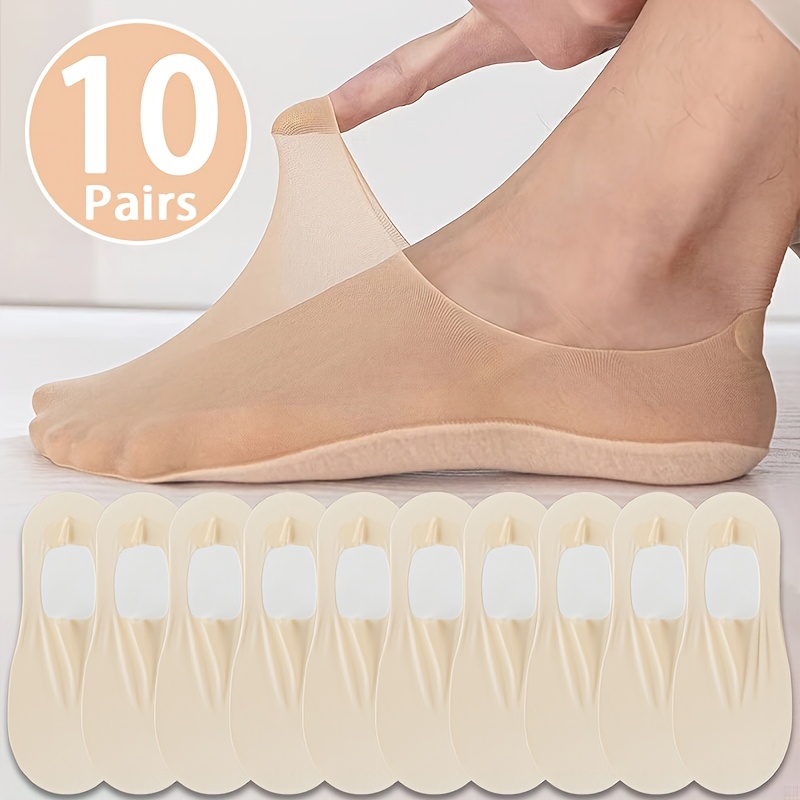 E-shop 10 Paar dünne, atmungsaktive, nahtlose, unsichtbare, tief geschnittene, einfarbige Herrensocken, die nicht rutschen, für alltägliche