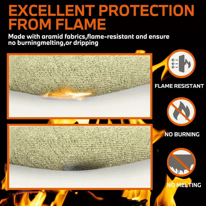 1 pair cut heat resistant fiber kevlar sleeves 17 3 inches with thumb hole ansi cut 3 en388 en407 certified flame proof for welding yard work kitchen anti bite arm guard pet grooming details 1