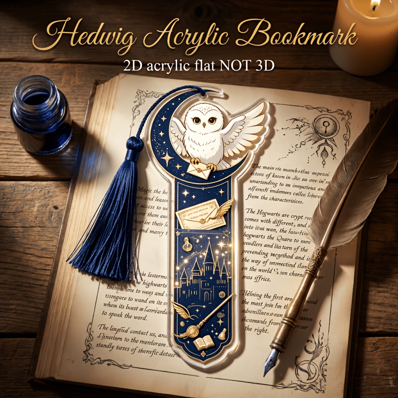 TEMU Wb, 1pc Harry Potter Hedwig Acrylic Bookmark With Dark , Aesthetic Practical Wizard Stationery, Ideal Movie Collectible Gift For Christmas,