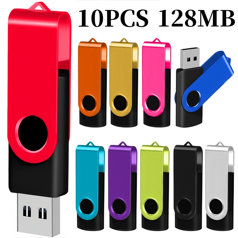 TEMU Pack de 10 Clés USB Colorées - Flash à Haute Vitesse avec Design Pivotant (128MB à 32GB) en Options Multicolores pour Bureau, Ordinateur