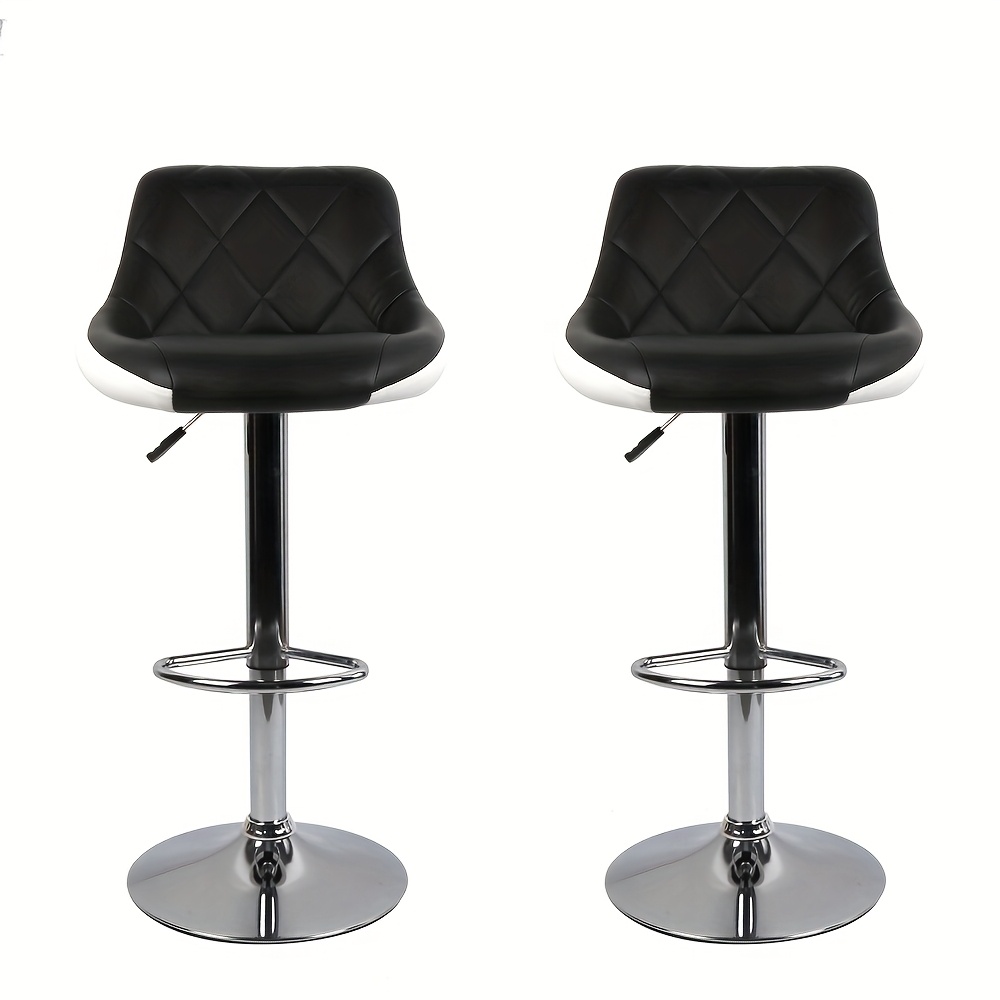 2pcs Extra-wide Pu Leather Bar Stools For 90cm Counters - Design With Thick Foam Padding & Reinforced Metal Base, Certified For Modern European Kitchens