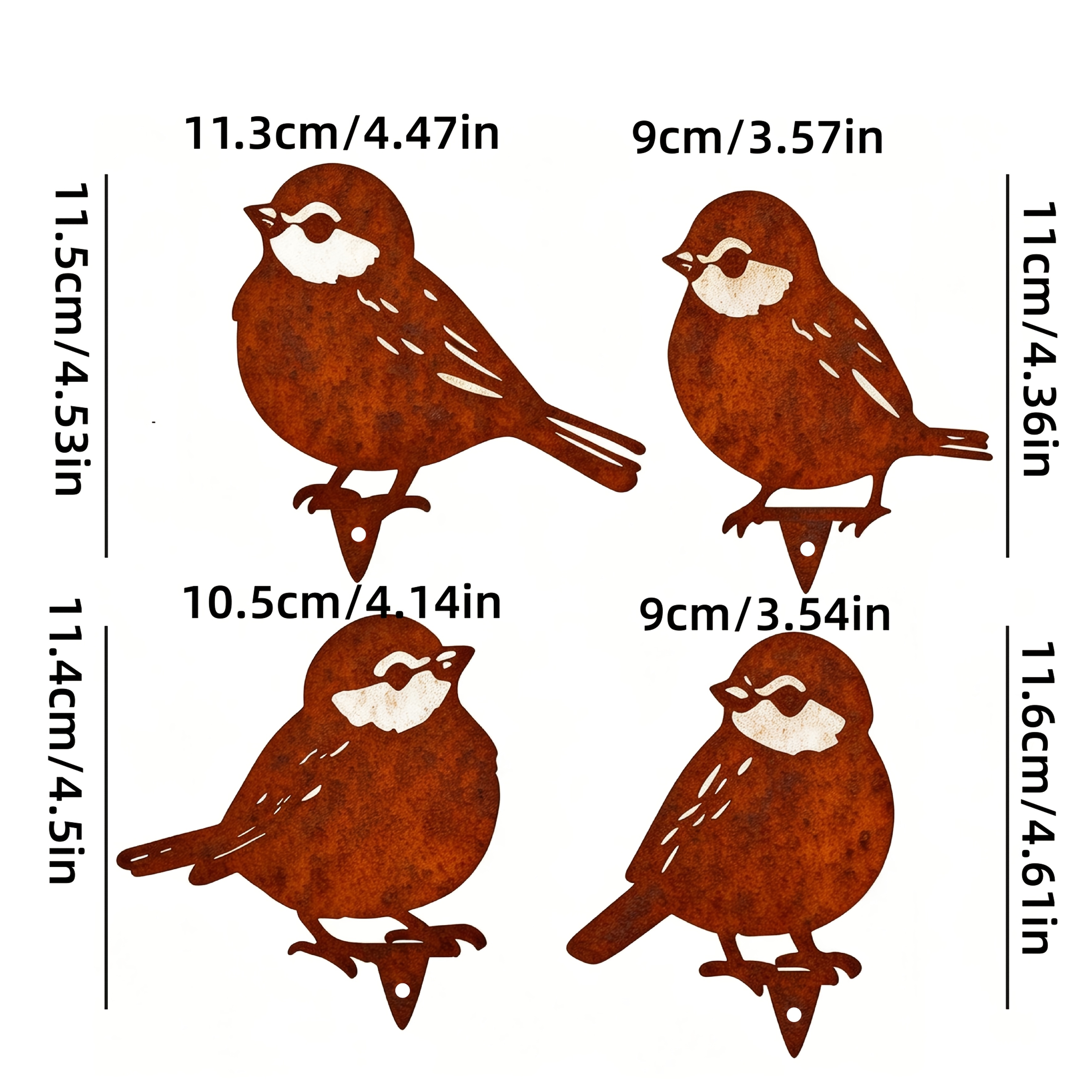E-shop 【2D Flat】 [2D Flat] Kollektion von 4 modernen Vogelformen aus Metall im Landhausstil - Rustikale Gartenzäune Dekoration & Outdoor Kunst
