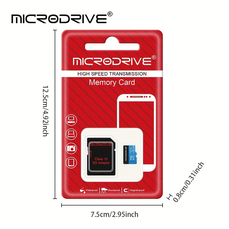 Microdrive Blue Class 10 High-Speed 128GB 100GB 64GB 50GB 32GB 256GB U3 TF Memory Card Flash Micro TF SD Card Storage Expansion SD Adapter for Smartphone DVR, Smartphone Storage, Modern Design, Durable Construction, Smartphone Users