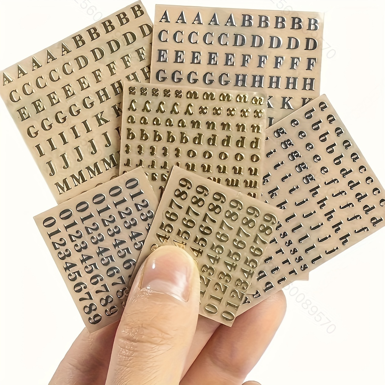 6 Sheets/set English Alphabet Metal Stickers, Number Stickers, Jewelry Packaging Bag Additions, Coaster And Other Material Matching Artifacts