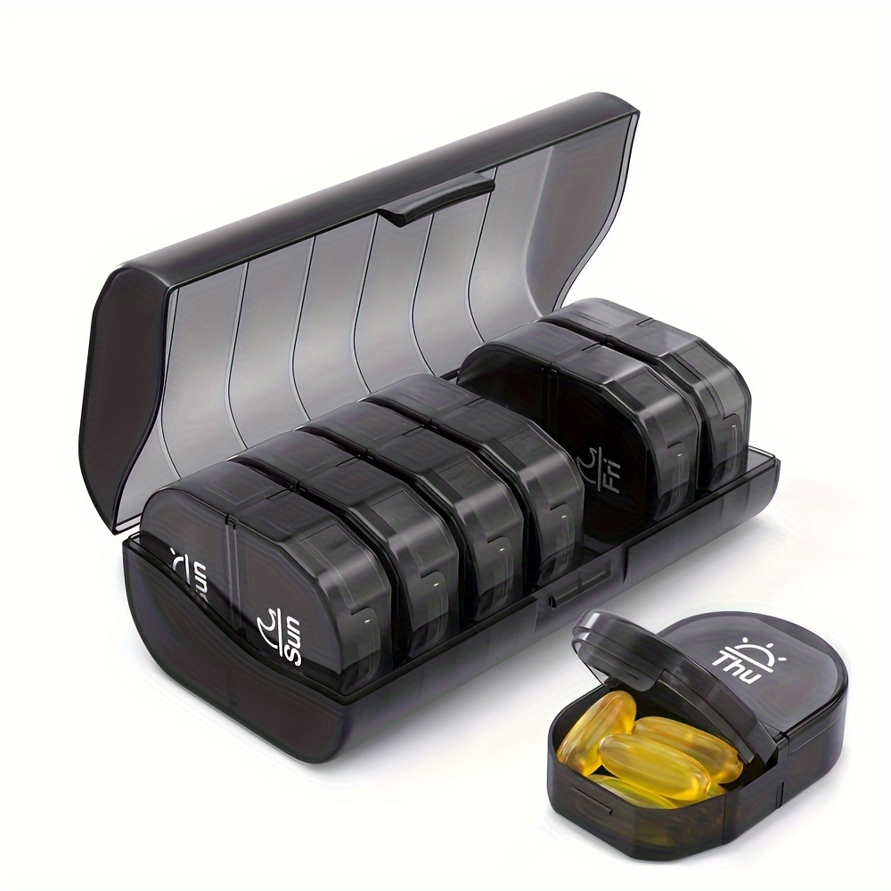 Image of Weekly Pill Organizer 2 Times A Day, Pill Box 7 Day With One-side Large Opening Design For Easy Filling, Portable Travel Pill Case For Medication, Vitamins, Fish Oils, Supplements