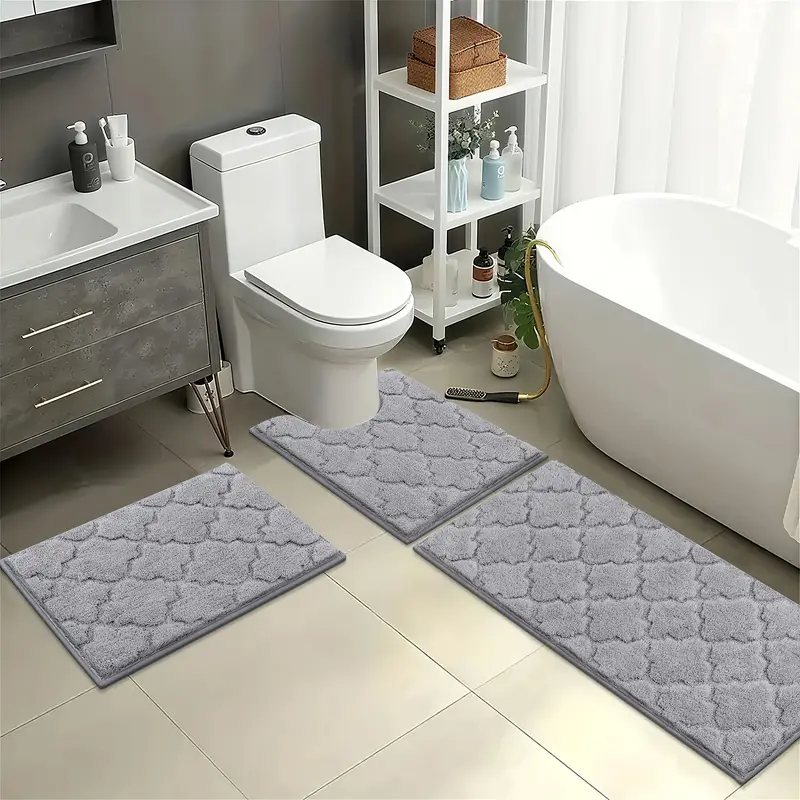 microfiber bath mat non slip shaggy bathroom rug set 3pcs bathroom mat set super absorbent bath mats for bathroom washable quick dry bathroom rugs for floor tub and shower home decor Product details 0
