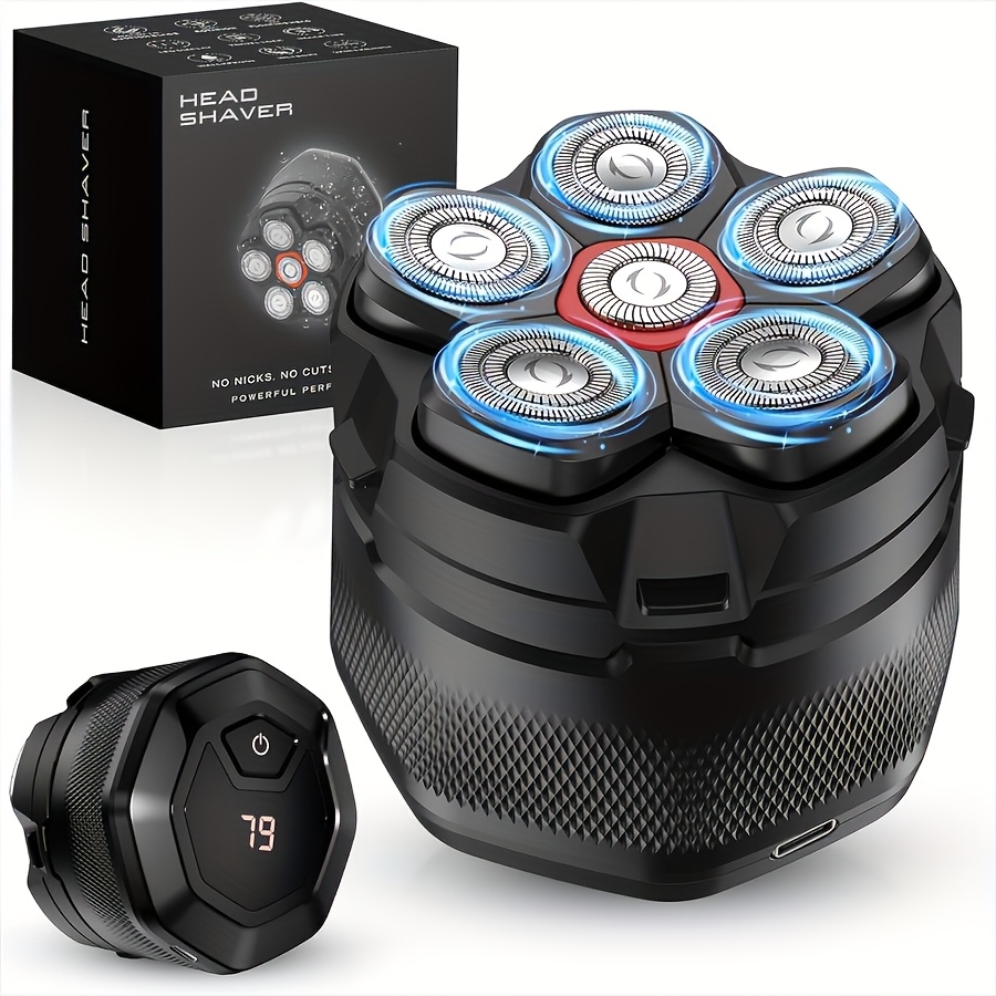 TEMU Head Shavers For Bald Men, Detachable Head Shaver, Ipx6 Wet Dry Bald Head Shavers, 6d Led Display Electric Rechargeable Head Shaving Kit With