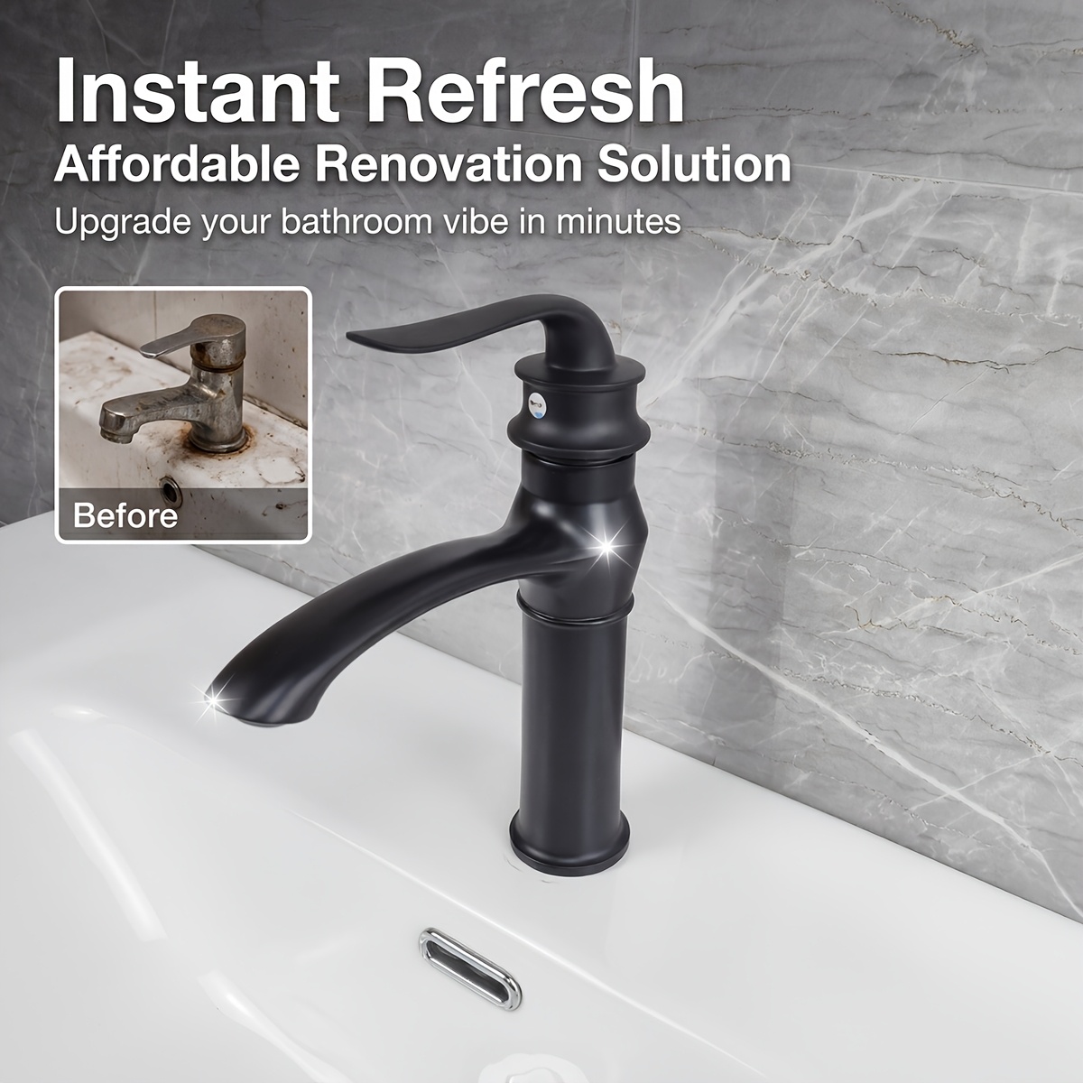 Black Matte Basin , Light Luxury Decorative Hot and Cold Dual Control Countertop Bathroom