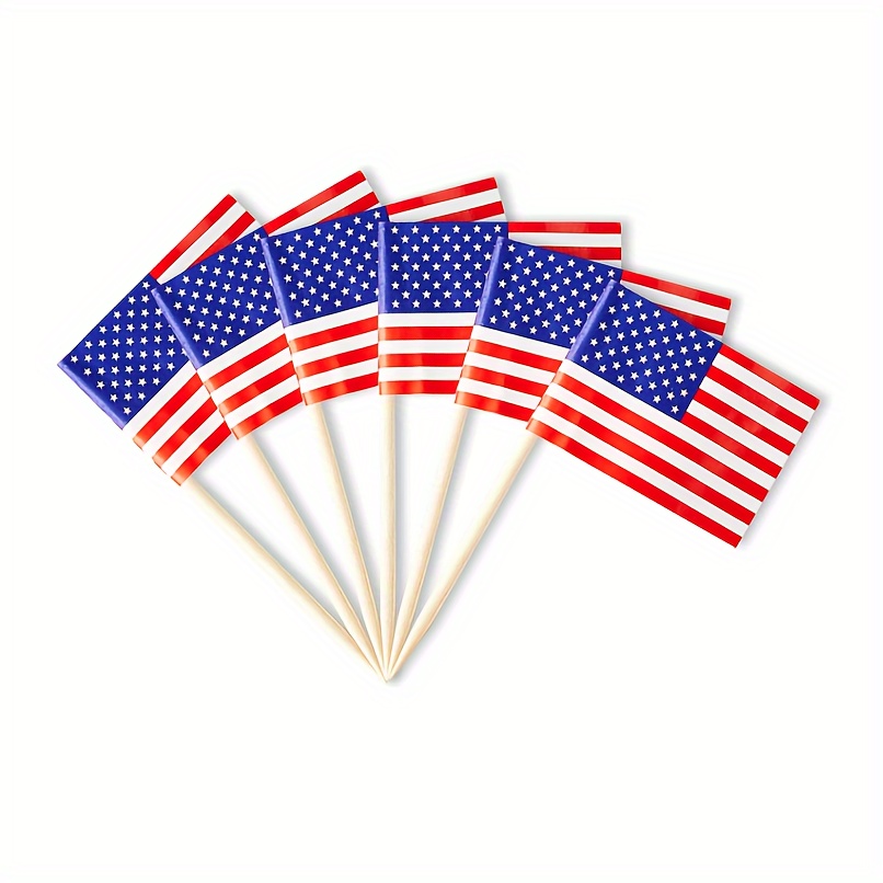100pcs wooden american flag toothpick pennants   decorations for weddings anniversaries graduations bar bat mitzvahs versatile holiday decor for christmas halloween easter hanukkah thanksgiving no electricity needed featherless