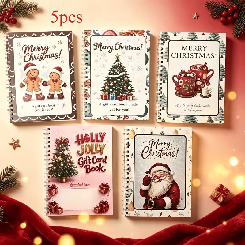 TEMU 5 Christmas Gift Card Booklets, Diy Spiral-bound Gift Card Holders. Your Gift Cards For A Creative Christmas Surprise Gift For , Family,