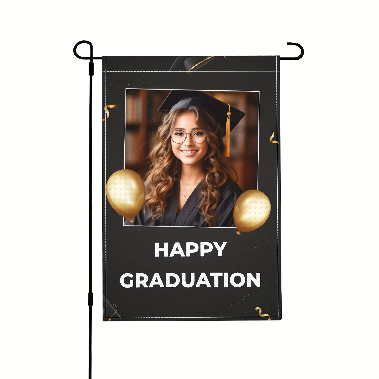 

1pc, Happy Graduation Custom Flag, Custom Celebration Photo Garden Flag, Personalized Gift Double Sided Lawn Flag,indoor Outdoor Decorative Flag, (no Metal Brace) 12×18 Inchl