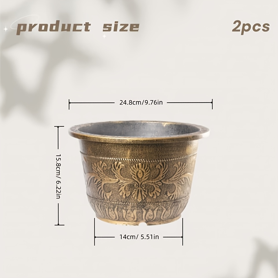 TEMU Lot de 2 pots de fleurs européens épaissis à effet vieilli, parfaits pour la plantation dans et patios extérieurs, idéaux pour la plantation de
