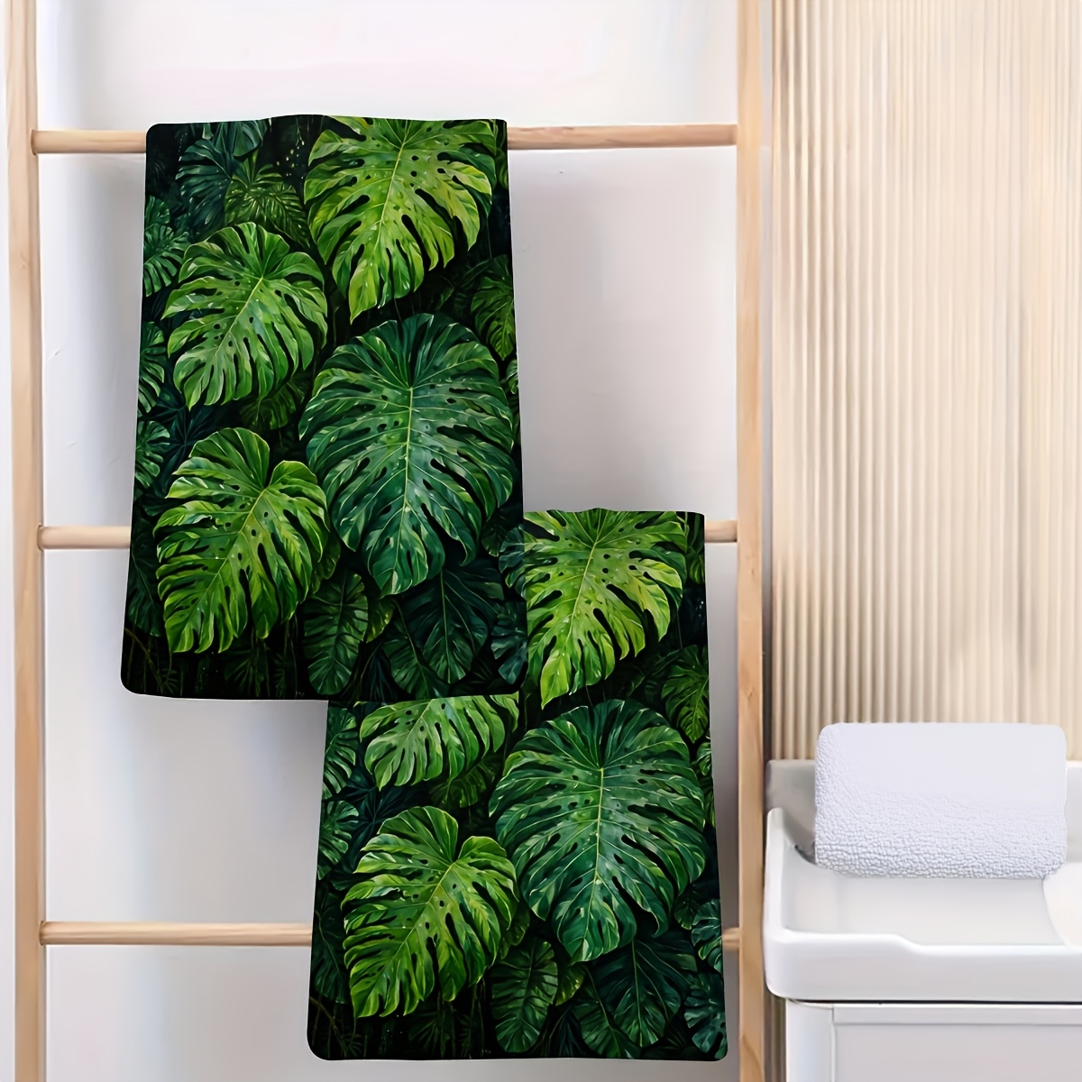 TEMU Cleaning Cloth 2pcs Kitchen Towels, Palm Print, Vibrant Colors, Birthday Gift And Housewarming Party Present For , Multifunctional Holiday