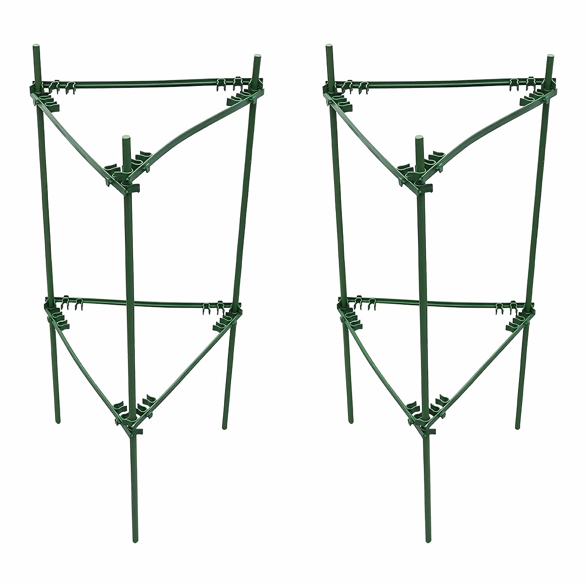 Image of 2 Sets Of Durable Metal Climbing Plant Gardening Triangle Brackets - Tomato, Grape, Cucumber, And Vine Support Poles - Essential For Potted Plants, Greenhouses, And Outdoor Gardening