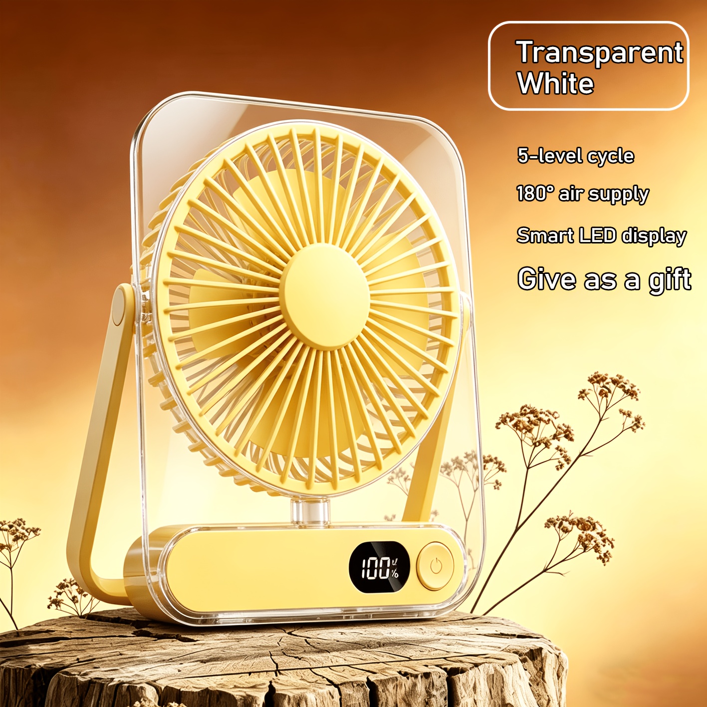 TEMU Ventilateur Circulant Rechargeable, Système de Réglage à 5 Vitesses - Batterie 3000mAh, Alimentation en Angle, Affichage Numérique, Convient , ,