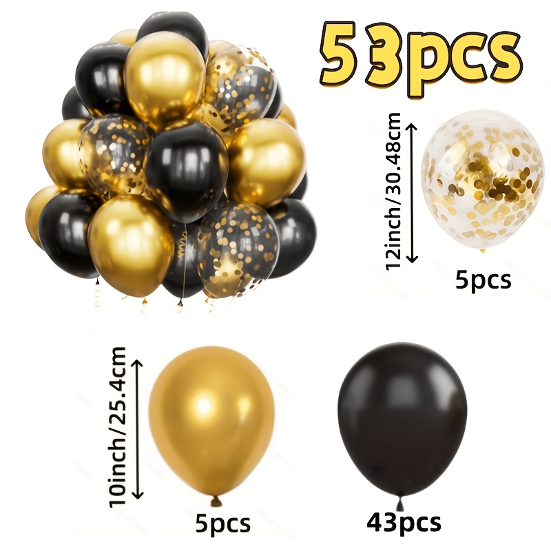 TEMU 53pcs Of Black Balloon Kit Suitable For Graduation Ceremony, Birthday, Wedding, Ball, Valentine's Day, Retirement Anniversary, Party Decoration,