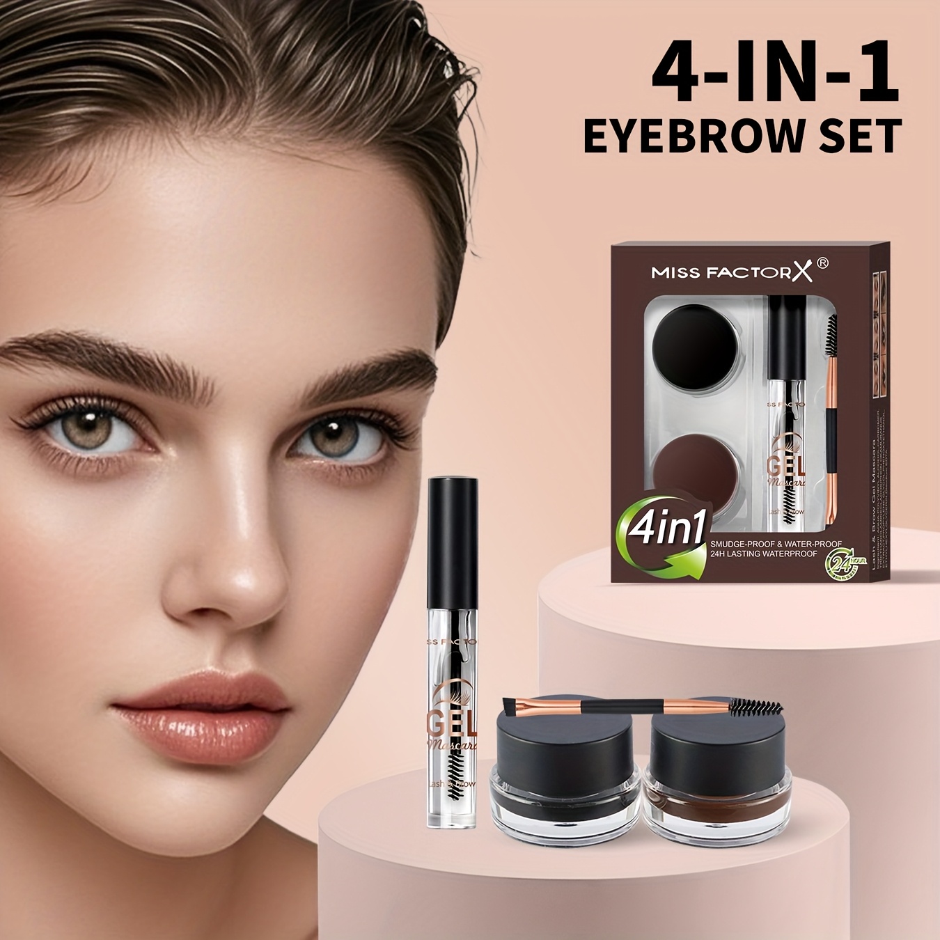 TEMU Eyebrow Color Set - Dark With Dual-headed Eyebrow Brush Eyebrow Styler , Cruelty-free Eyebrow Color For Filling And Shaping Eyebrows