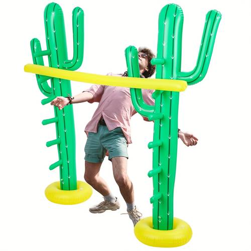2d flat summer luau decorations featuring an inflatable cactus stick and pole birthday parties at the pool or beach with a theme