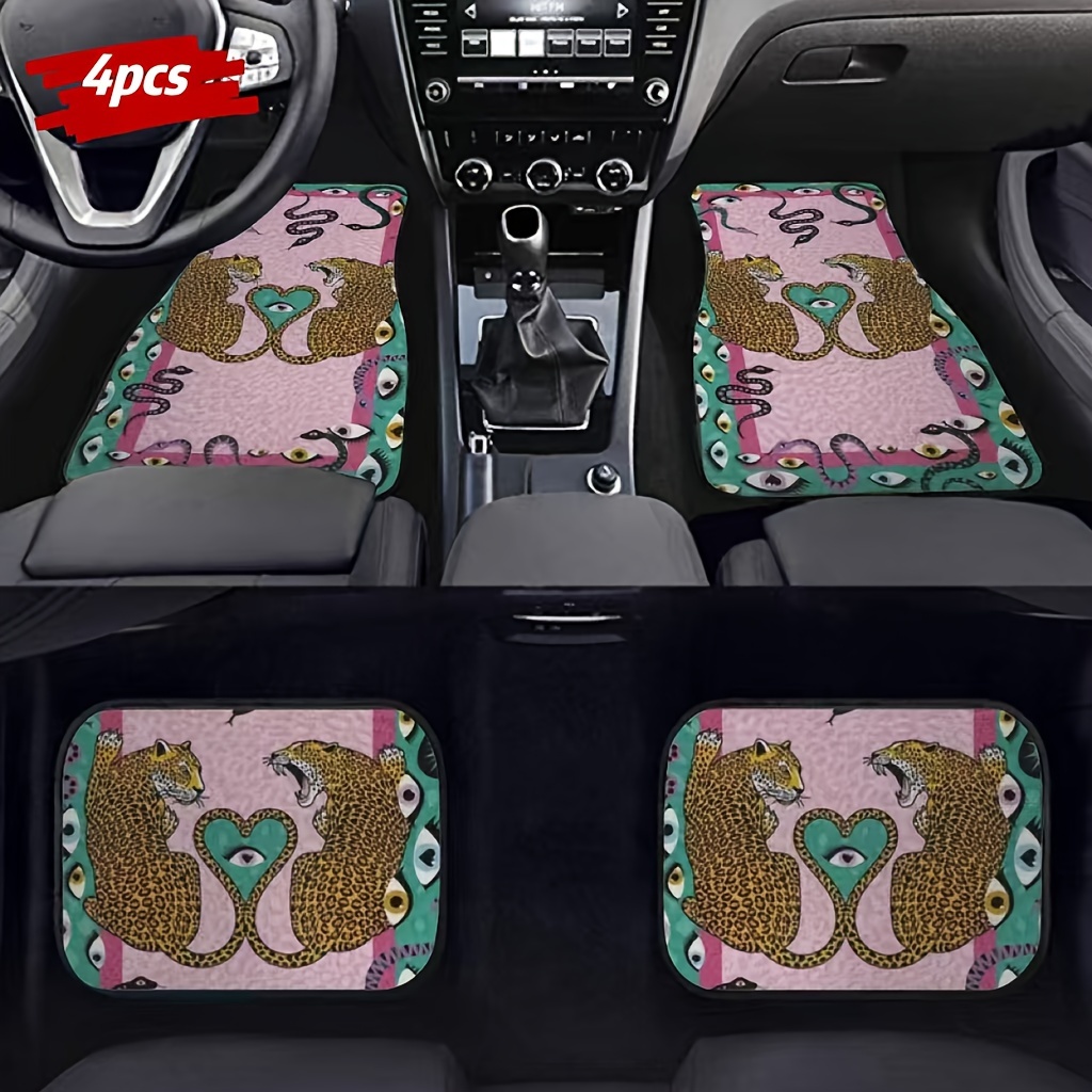 

4pcs Artistic Leopard Print Car Floor Mats - Fit For Cars & Suvs, Perfect Christmas Gift For , Best For Christmas