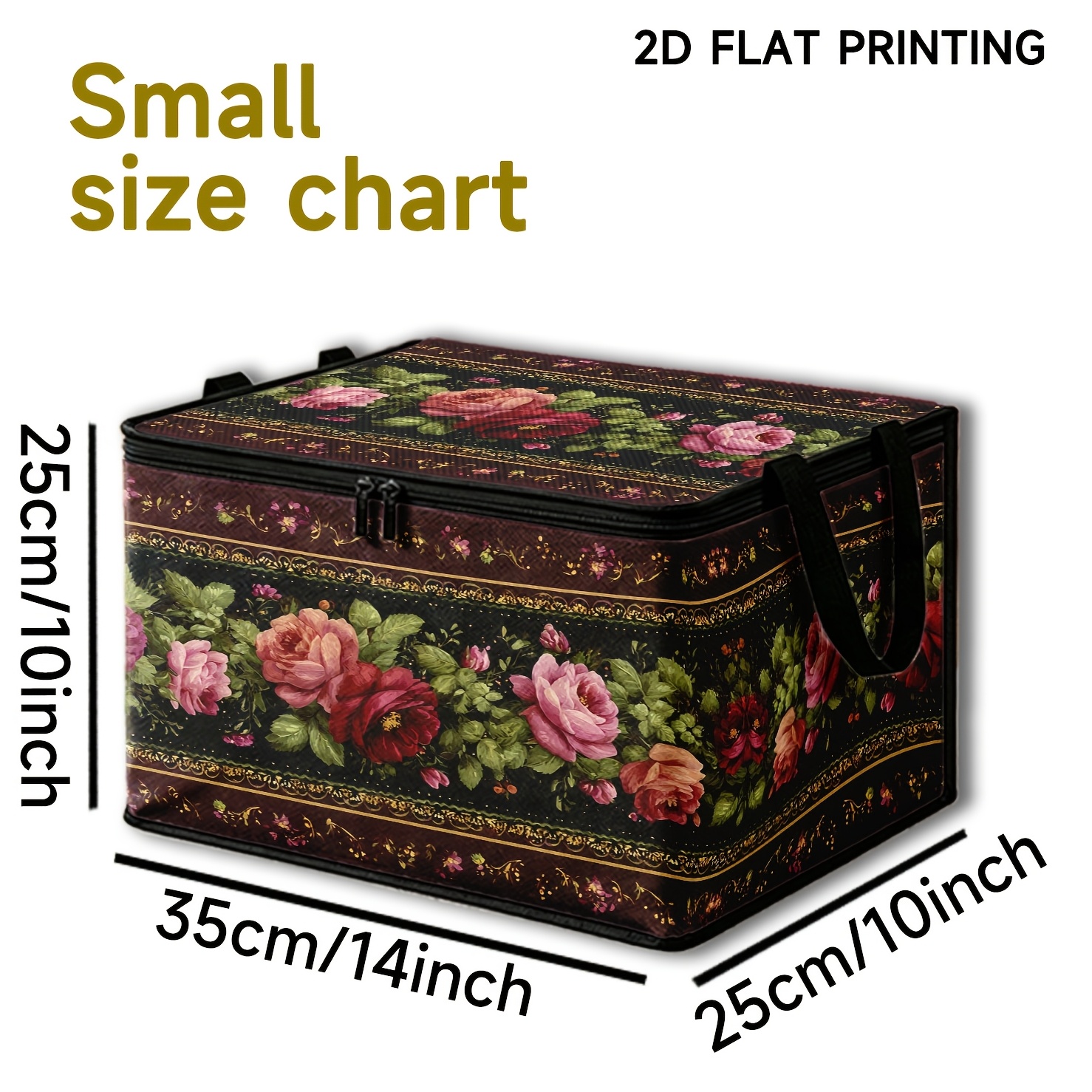 TEMU A Vintage Floral Storage Box. Large-capacity Multifunctional Storage Basket, Suitable For Organizing Office Supplies And Storing Clothes. Design