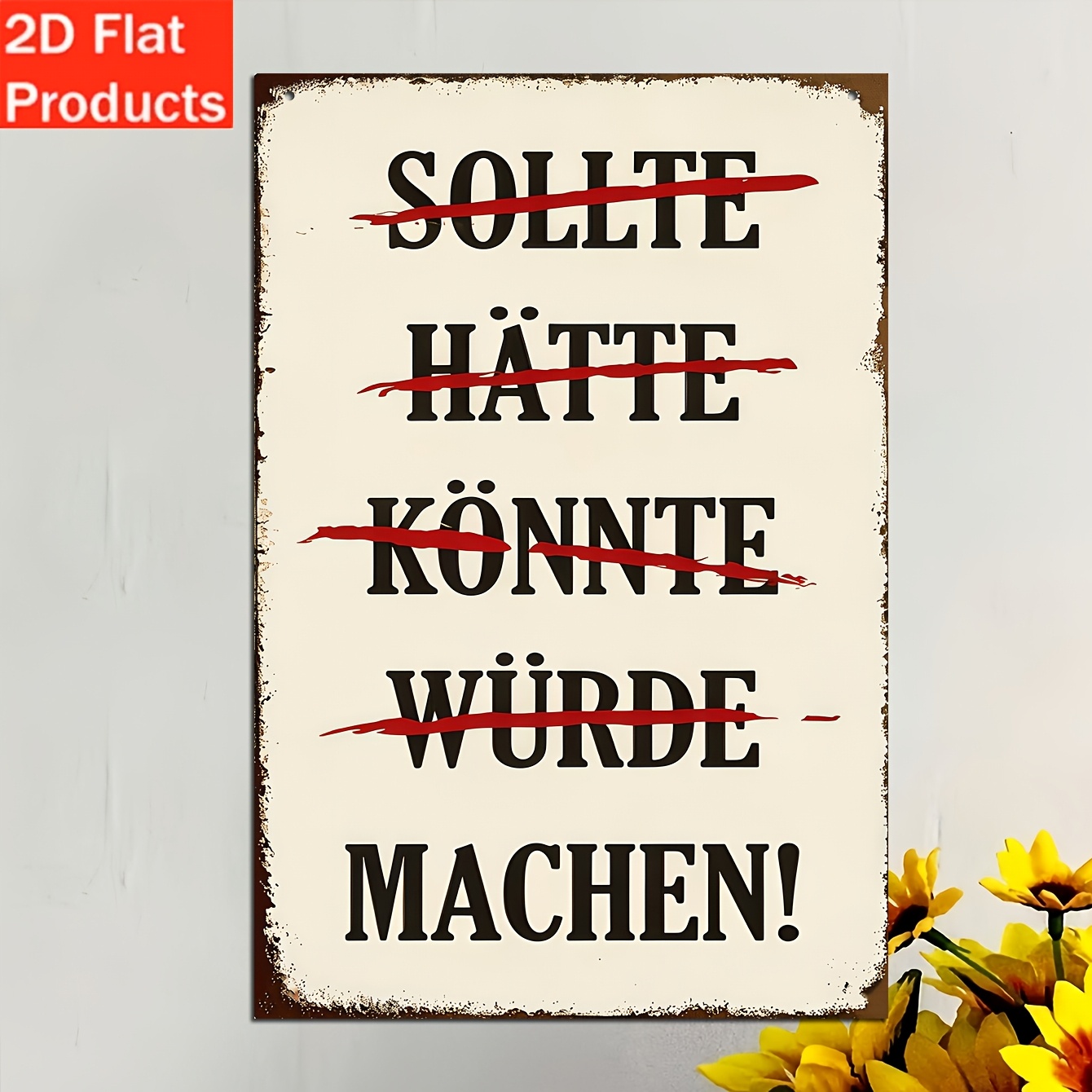 Image of 2d Flat, 1pc Wooden Decorative Sign And Plaque - Vintage German Motivational, Creative Motto Decorative Art, Suitable For Office, Study, Living Room Halloween Christmas Decoration