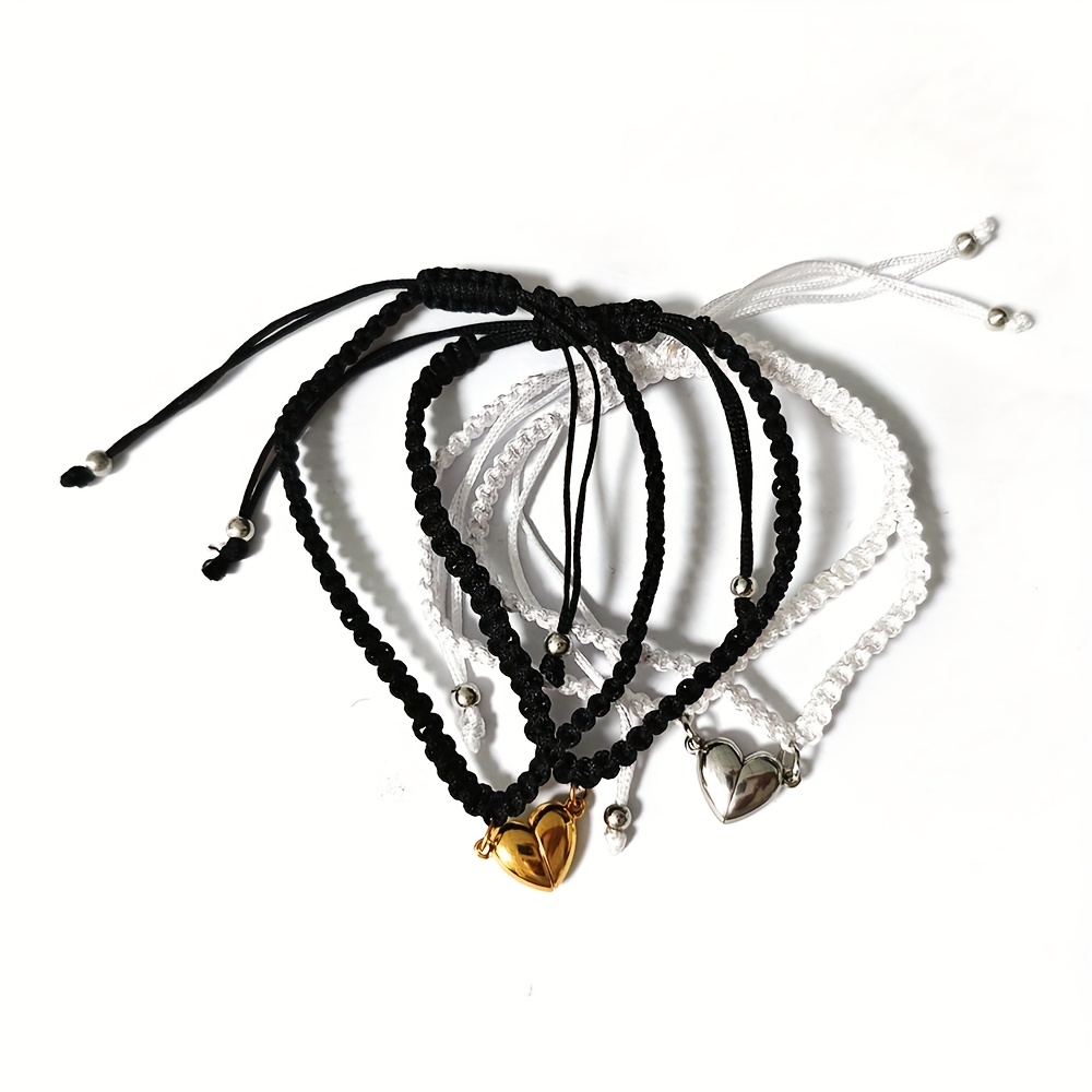 2pcs Personalized Initial Couple Bracelets, Adjustable