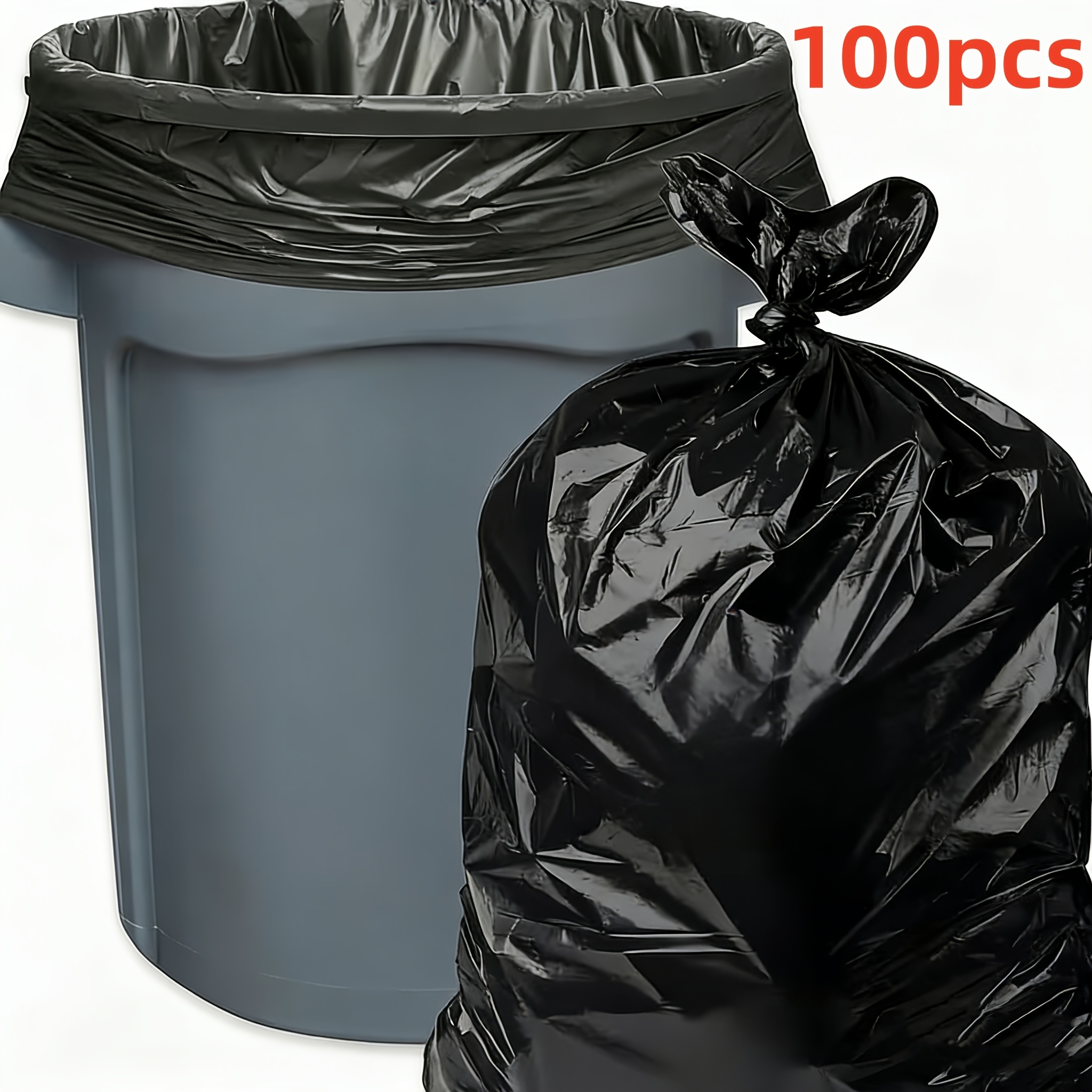 TEMU 100 Thick Black Trash Bags - Suitable For Indoor And Outdoor Use, Leak-proof And Durable, Making Waste Disposal Easy (ideal For Home/office/kitchen) Versatile