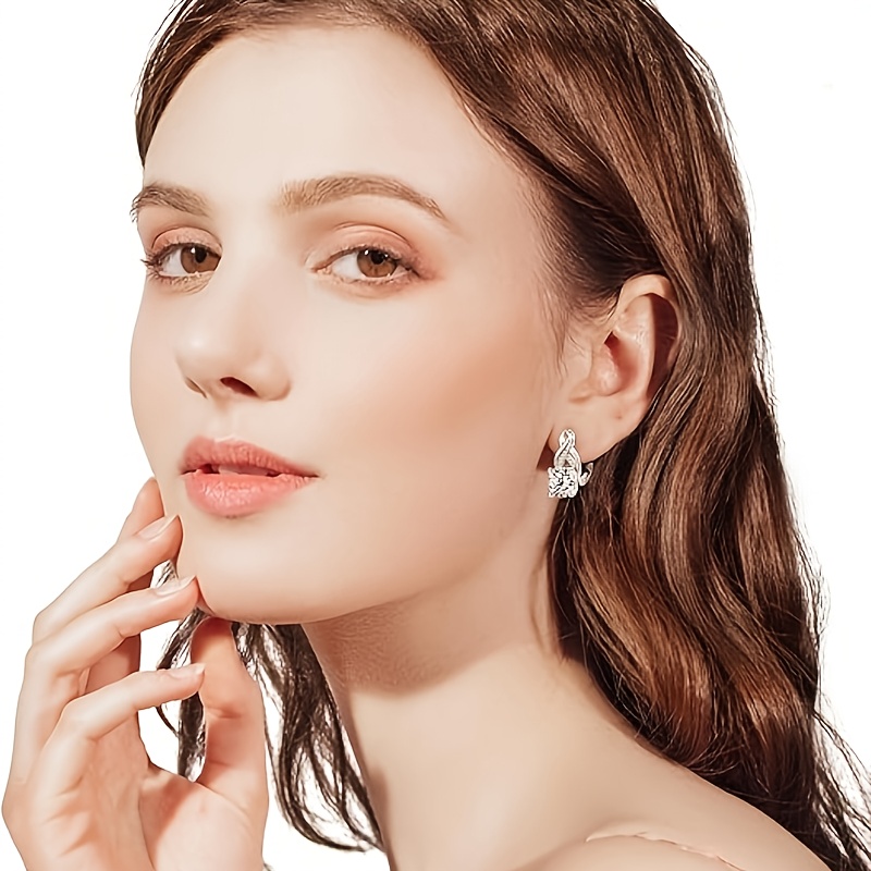 925   moissanite ring earrings in ear earrings   round cut 925 pure silver earrings lady earrings mothers day gift anniversary gift Product details 5