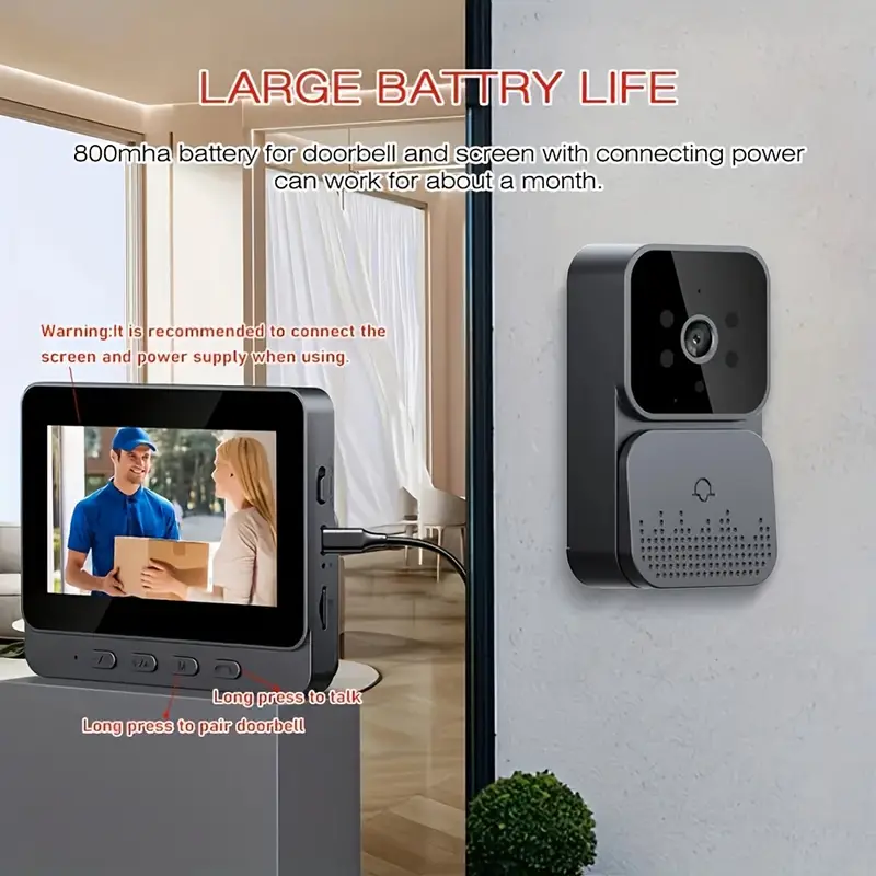 4 3 smart two way audio indoor security camera with night mounted rechargeable needed for real time video monitoring details 3