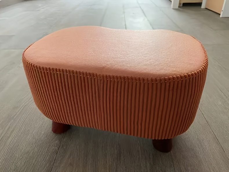 chic   polyester covered wooden footstool versatile shoe changing stool for living room bedroom details 12