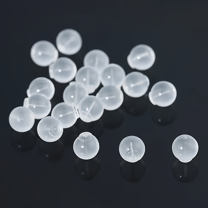 30pcs Comfortable Silicone Ear Stud Backings, Transparent Round Bulb-Shaped Plugs