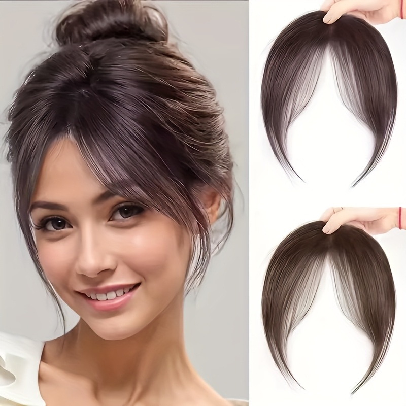 mothers day gift for mom invisible clip on curtain bangs heat resistant synthetic fiber face framing layered fringe   on hairstyle   enhancer reusable hairpiece details 0