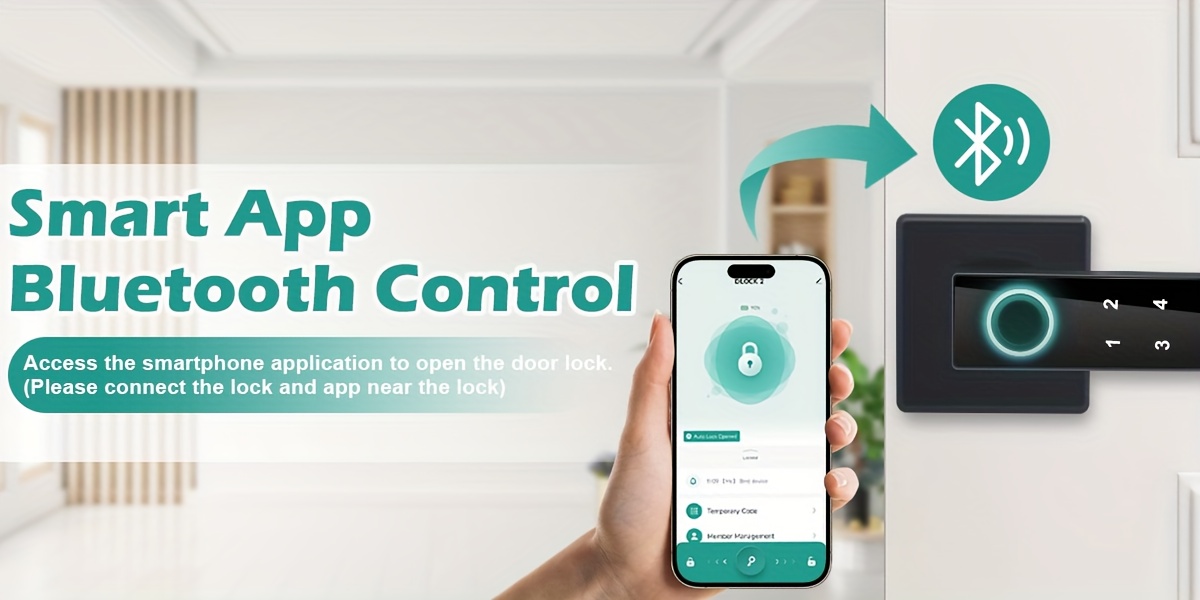 Cerradura Inteligente de Puerta con 1 Pin/Huella Digital/APP/Tarjeta IC/Control Remoto - Entrada Sin Llave Cerradura Electrónica con Alertas Similares a la Alarma Antirrobo, Apertura Forzosa y Respaldo, Bloqueo Intelligent para Hogar/Oficina/Hotel Compatible con Smartphones & Tarjetas (No Incluidos) Sistema Moderno de Seguridad con Escáner Dactilar, Control por App, Opciones Múltiples de Desbloqueo e Función de Desbloqueo Remoto, Manija Intelectual del Cerrojo Deportivo