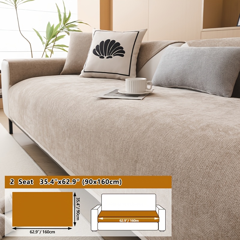 TEMU 1pc Chenille Fabric With Anti-slip Bottom Design, Solid Color Sofa Cushion Sofa Cover, Living Room Sofa Backrest Cushion, Armrest Cushion,