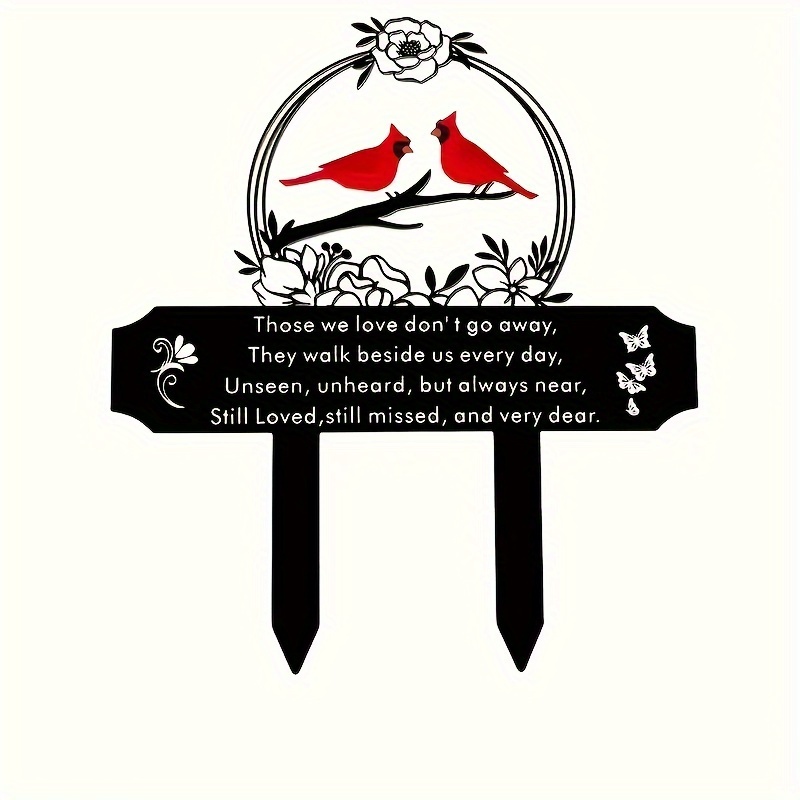 

1pc Acrylic Memorial Plaque With - Waterproof Sympathy Grave Stake For Outdoor Cemetery & Garden Decor