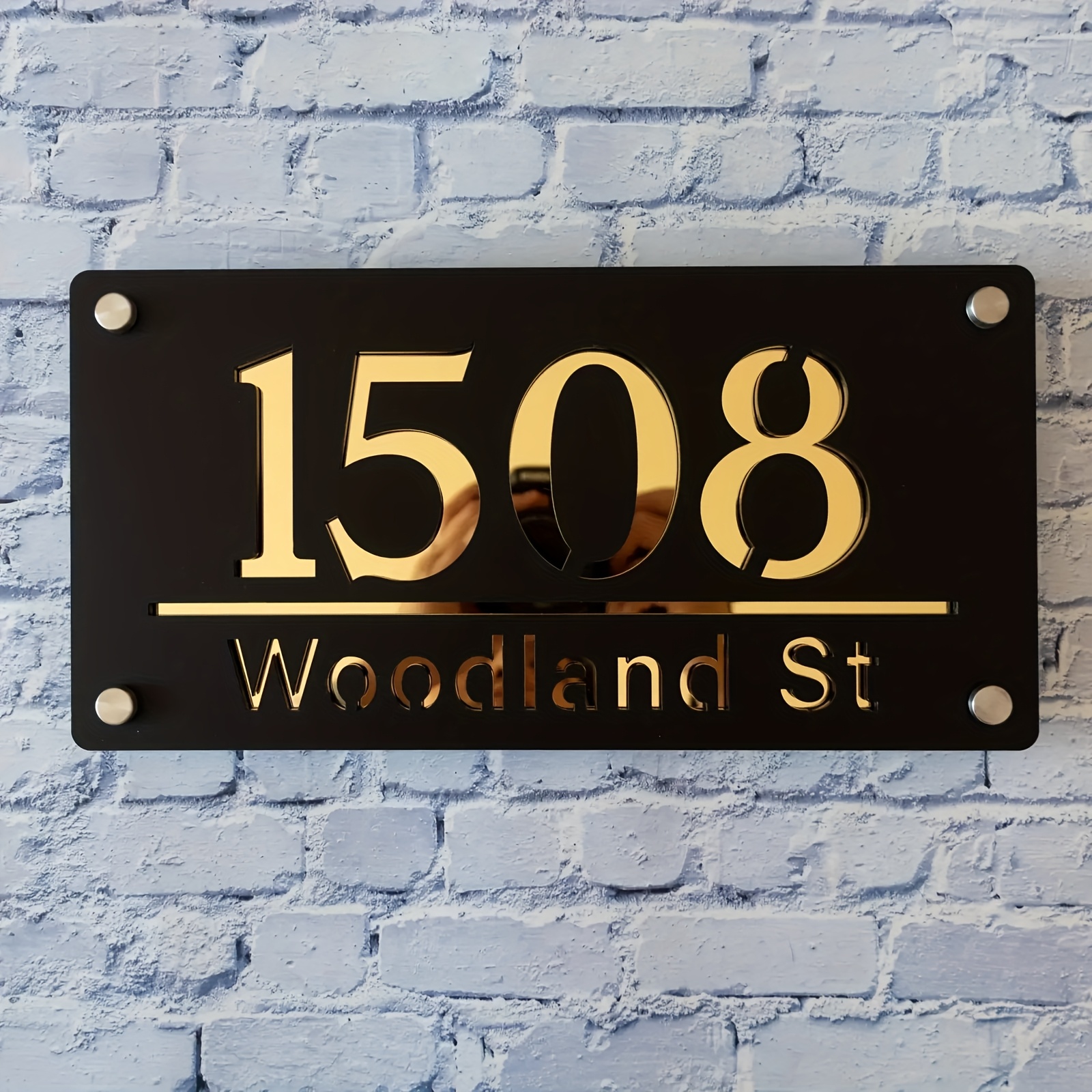 TEMU Plaque de Numéros de Maison en Acrylique Personnalisée, Plaque d'Adresse Moderne en Lettres 3D, Montage Mural, Plastique Durable, avec Fixation