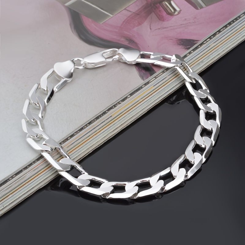 

Elegant 925 Sterling Silver Cuban Link Bracelet, 6mm/8mm/10mm/12mm Width, , Perfect Stylish Gift For Her