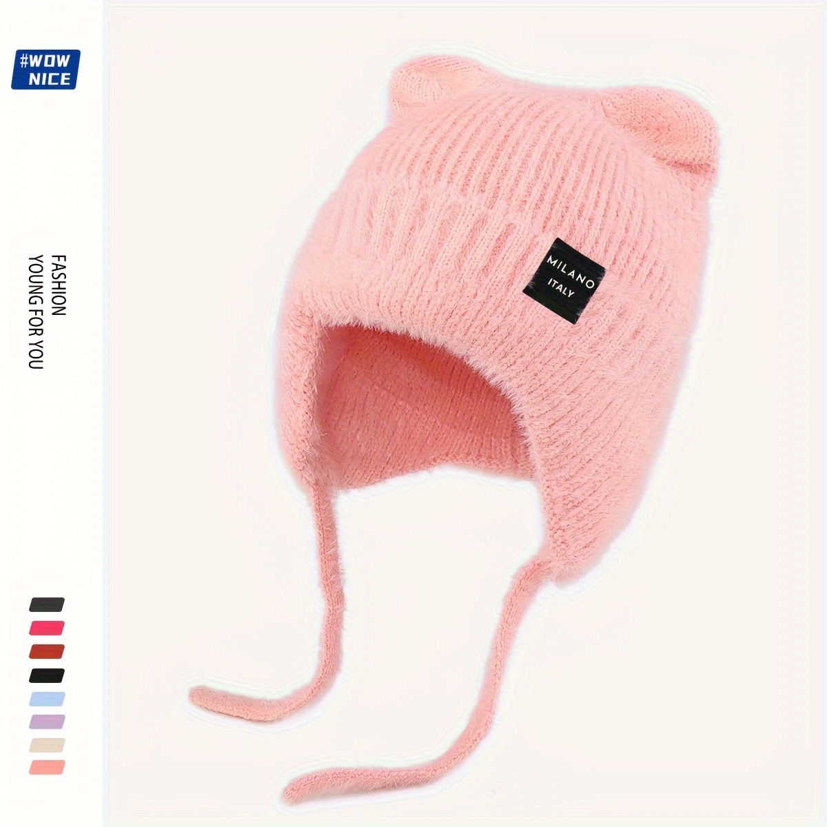 Image of 'mil Ano Italy' Features A Warm Winter Hat Designed For Women, Perfect For Autumn And Winter. This Cozy, Ear-protecting, Brimless Cap Is Ideal For Outdoor Activities