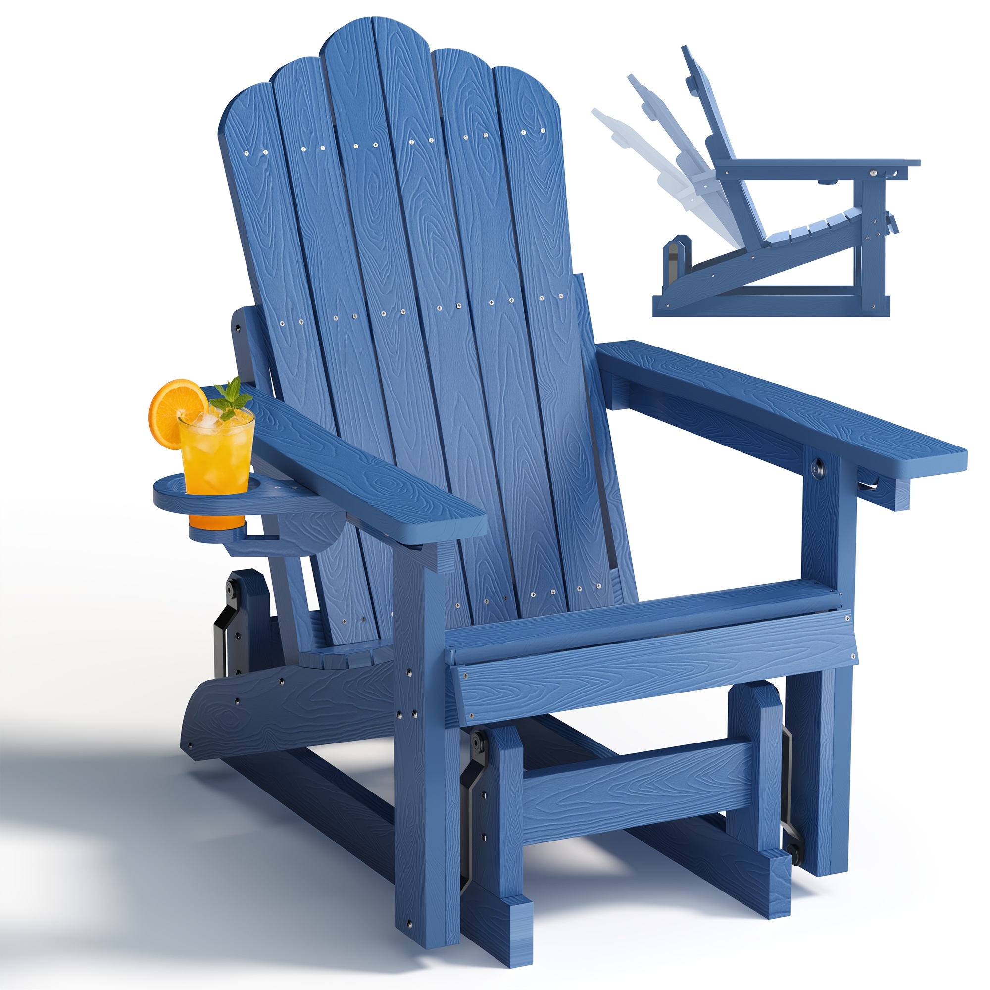 Image of Outdoor Adirondack Chair, Weather-resistant Patio Lounge Chair With Adjustable Backrest, Garden Courtyard Seating Furniture Suitable For Porch, Balcony, Poolside, Patio, Courtyard Chair