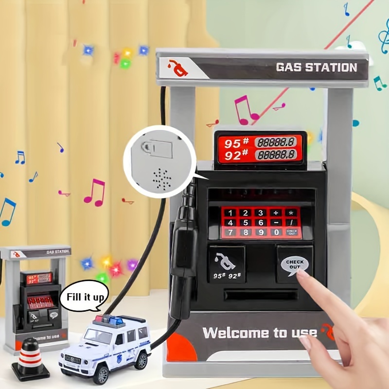 TEMU Kids' Play Gas Station Set With Realistic - Novelty Toy Model For Boys, Car Not Included