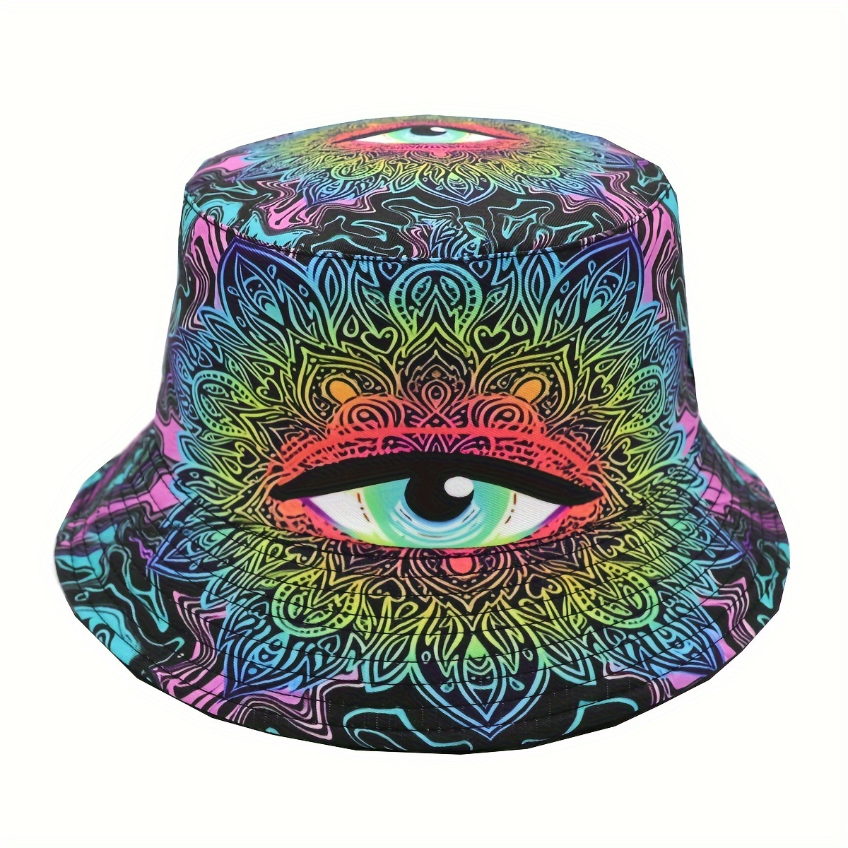 

Reversible Pattern Bucket Hat - Lightweight, Casual Polyester Cap, Machine Washable - Halloween,, Fishing Hat