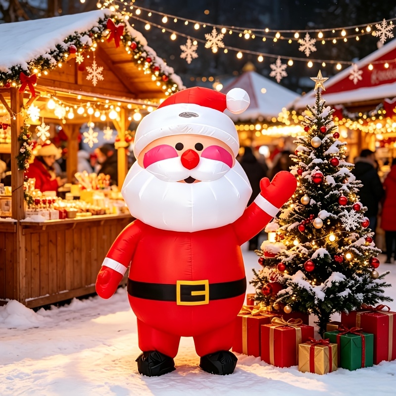 TEMU Christmas Adult Cute Creative Inflatable Blush Santa Claus Mascot Design Costume, Suitable For Christmas Activities, Easter Performances, Stage