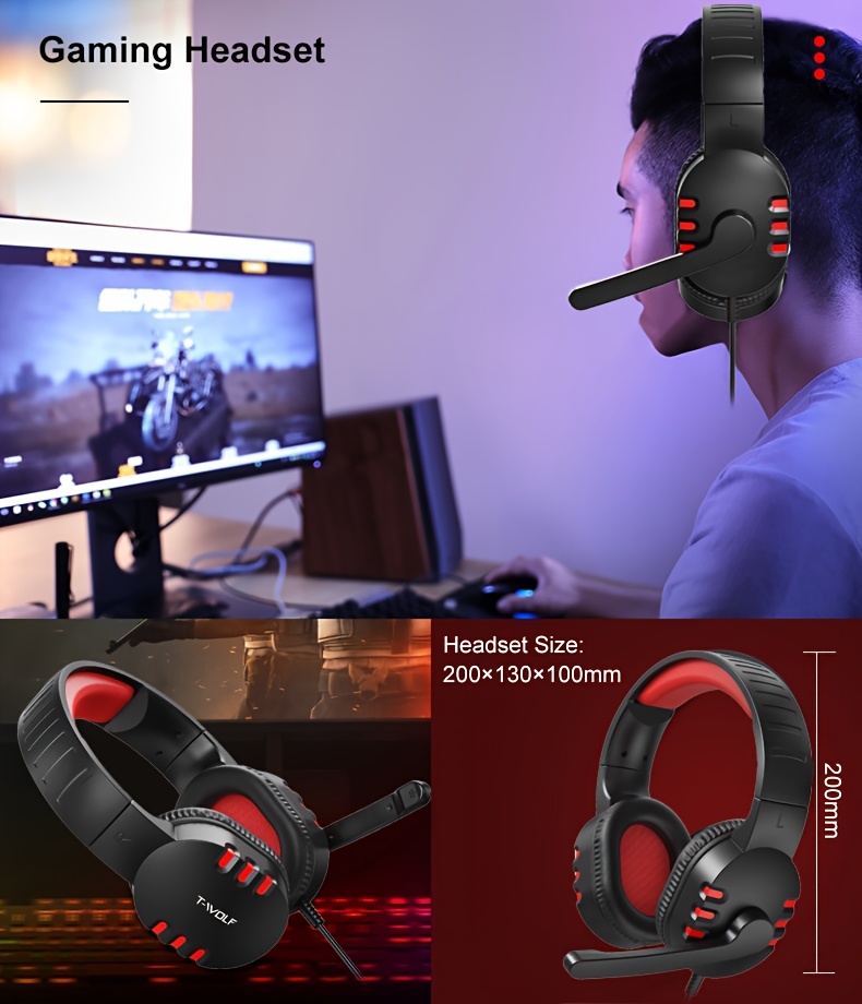 T-WOLF TF800 Four-piece Gaming Combo 104 Keys Keyboard 4-color Breathing Light Mouse 3.5mm Gaming Headset Anti-slip Mouse Pad