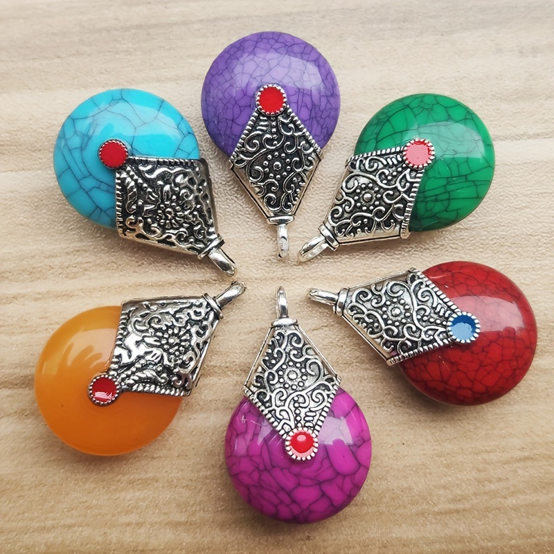 

6pcs Set Beaded Bodhi Pendant For Making - - & Bracelet Accessories, Pendants Clasps