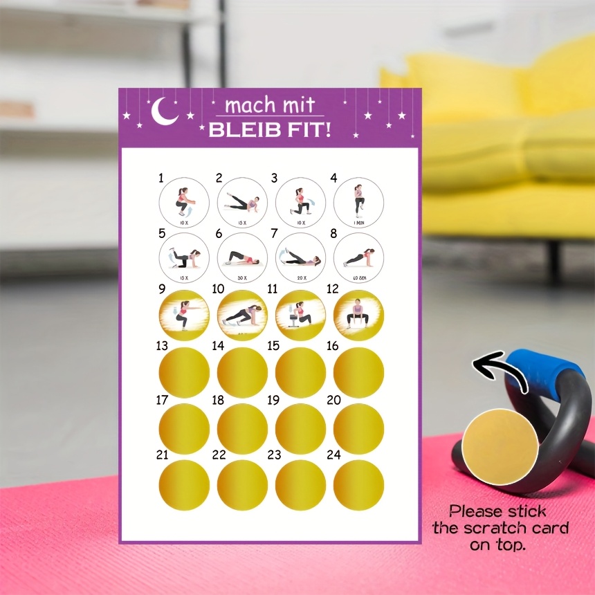 German Advent Calendar 1set Fitness Calendar Scratch-off Lottery Christmas Calendar Sports Calendar Scratch-off Lottery Exercise Calendar Scratch-